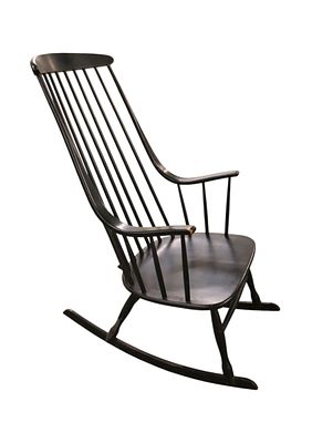 1960s Grandessa Mid Century Modern Rocking Chair attrib. Lena Larsson Design with high spindle 