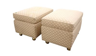 Pair of upholstered decorator ottomans, upholstery looks good, structurally sound and in good 