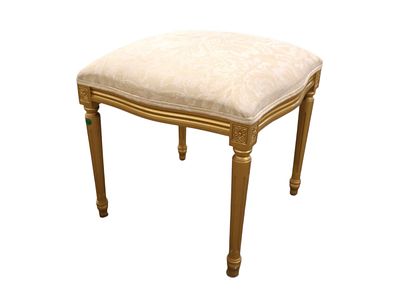 French style upholstered ottoman made in Italy finished in USA, structurally sound and in good 