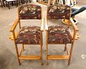 Pair of billiard high top upholstered mahogany chairs with cup holders. Pair of billiard high Image - 2