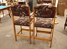 Pair of billiard high top upholstered mahogany chairs with cup holders. Pair of billiard high Image - 3