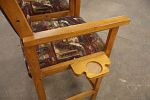 Pair of billiard high top upholstered mahogany chairs with cup holders. Pair of billiard high Image - 4
