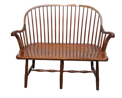 Stickley Windsor bentwood double armed bench. Stickley solid cherry Windsor bentwood double 