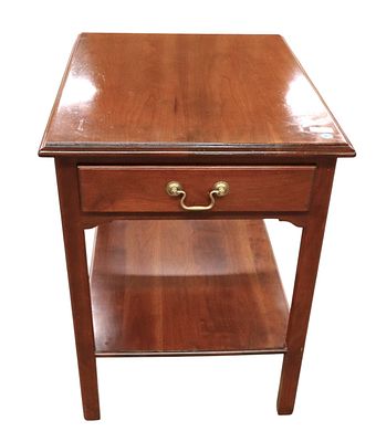 Stickley solid cherry lamp table - original finish. Stickley solid cherry 1 drawer lamp table 