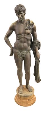 Impressive early 20th century life size bronze of Apollo signed E. PICAULT, does show patina 