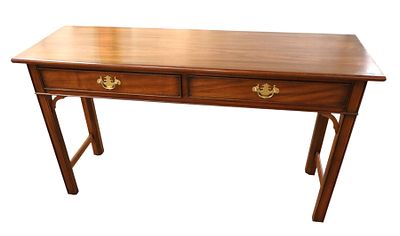 Henkel Harris solid walnut 2 drawer console table, original finish, structurally sound and in 
