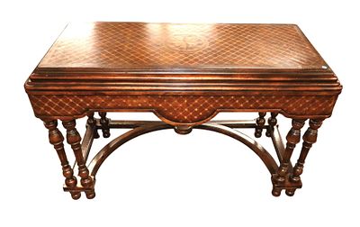 Impressive John Richards 8 leg inlaid console table. Impressive John Richards solid mahogany 8 