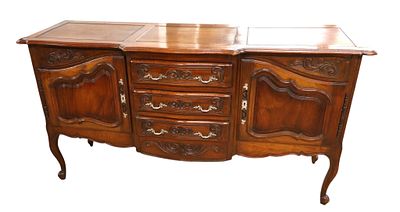 Antique country French solid mahogany buffet. Antique country French 3 drawer 2 door solid 