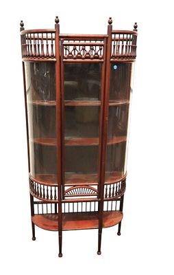 Nice antique stick and ball mahogany curio cabinet. Nice antique stick and ball 1 door curio 