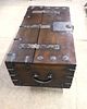 Antique Chinese metal strap rosewood lift top storage trunk, original finish, structurally Image - 1