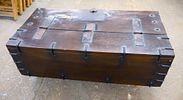 Antique Chinese metal strap rosewood lift top storage trunk, original finish, structurally Image - 3