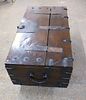 Antique Chinese metal strap rosewood lift top storage trunk, original finish, structurally Image - 4