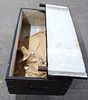 Antique Chinese metal strap rosewood lift top storage trunk, original finish, structurally Image - 5