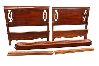 Vintage pair of mahogany twin beds - original finish. Vintage pair of mahogany twin beds with 