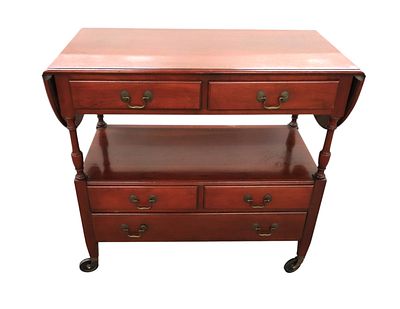 Vintage drop leaf server attrib. Pennsylvania House. Vintage solid cherry 5 drawer drop leaf 