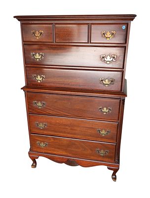 Vintage Hungerford Memphis solid mahogany 6 drawer high chest, original finish, structurally 