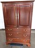 Cherry 2 door 3 drawer chest with media compartment. Cherry 2 door 3 drawer chest with Image - 2