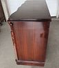 Vintage burl mahogany 8 drawer carved low chest, plume carved on sides, original finish Image - 4