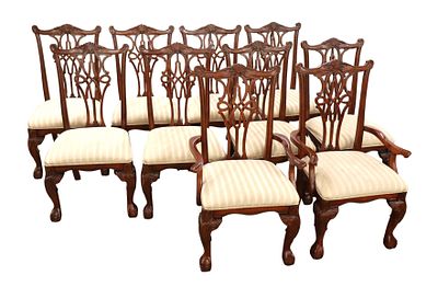 Set 10 Broyhill mahogany Chippendale dining chairs. Set of 10 Broyhill Furniture mahogany 