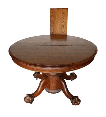 Antique 44" round paw foot dining table Hastings Table Co. Antique solid top 44" round 