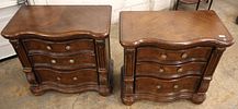 PR American Signature carved over-size night stands. Pair of American Signature burl walnut 3 Image - 1