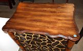 Paint decorated front natural walnut top chest. Paint decorated front 1 drawer 2 door chest with Image - 1
