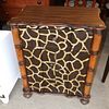 Paint decorated front natural walnut top chest. Paint decorated front 1 drawer 2 door chest with Image - 2