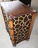 Paint decorated front natural walnut top chest. Paint decorated front 1 drawer 2 door chest with Image - 3