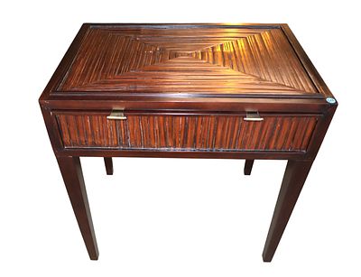 McGuire reeded bamboo espresso finish accent table. McGuire Furniture reeded bamboo accent table 