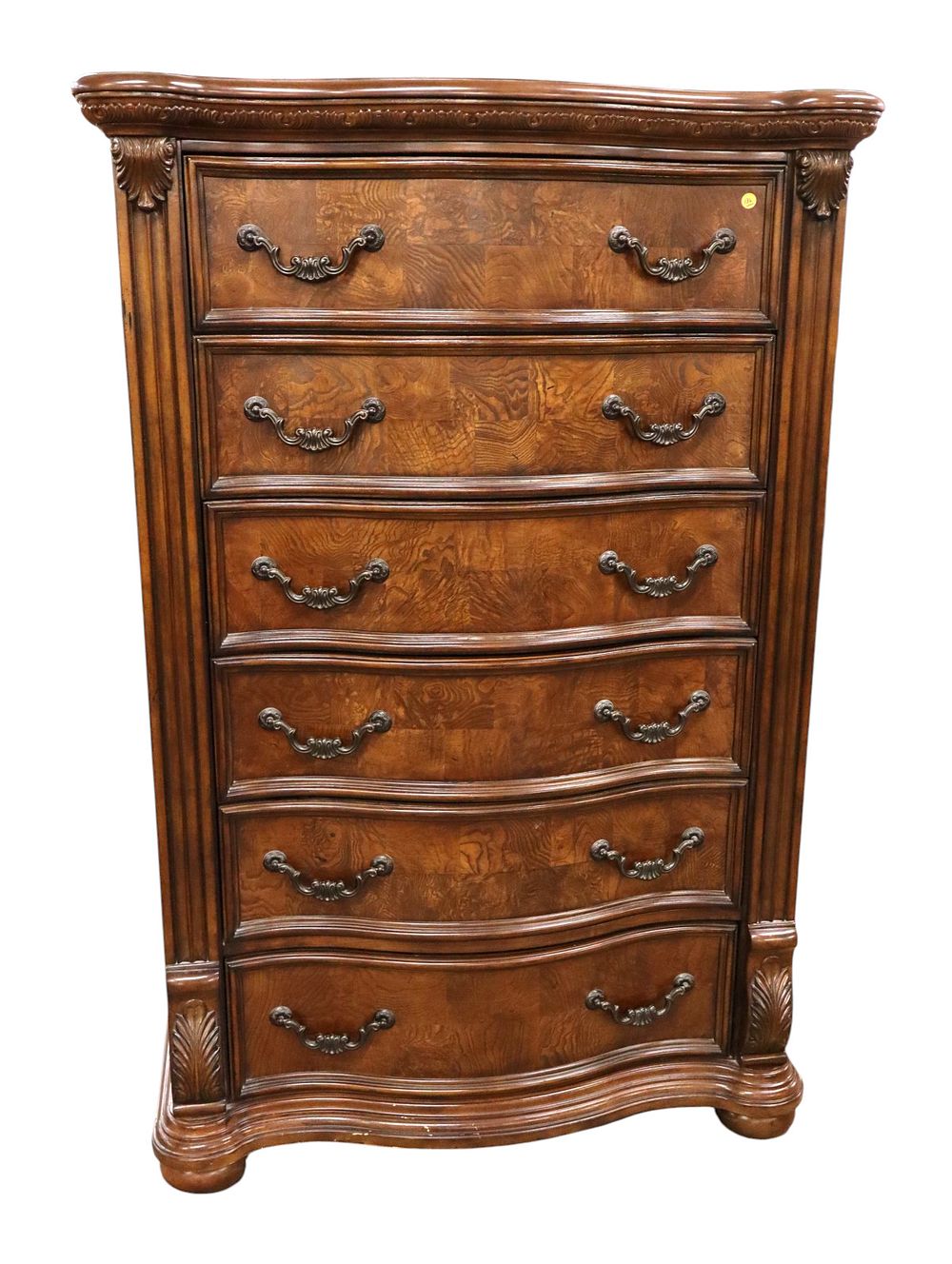 Impressive contemporary high chest. Impressive contemporary carved 6 drawer high chest in the 