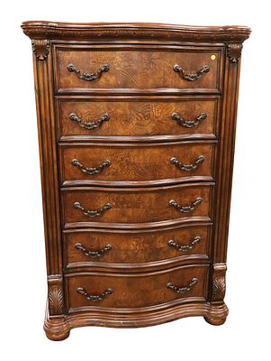 Impressive contemporary high chest. Impressive contemporary carved 6 drawer high chest in the 