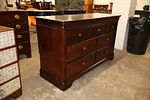 Contemporary mahogany low chest by Stanley. Contemporary mahogany finish 7 drawer low chest by Image - 1