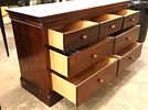 Contemporary mahogany low chest by Stanley. Contemporary mahogany finish 7 drawer low chest by Image - 4