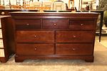 Contemporary mahogany low chest by Stanley. Contemporary mahogany finish 7 drawer low chest by Image - 9