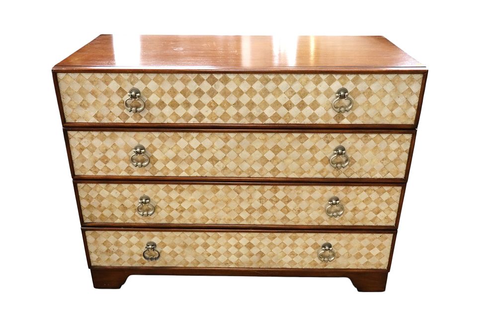 Butler Furn mosaic style drawer decorator chest. Butler Furniture 4 drawer decorator chest with 
