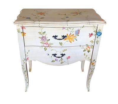 Paint decorated 2 door chest, original finish, structurally sound and in good condition. 32.5"h 