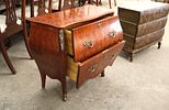 French inlaid bombay chest with bronze accents. Semi antique French inlaid mahogany 2 drawer Image - 2