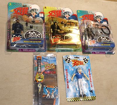 Vintage 5 Speed Racer 3 action figures by ReSaurus unopened, Speed Racer Posable Bendable by NJ 