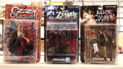 3 Vintage Action Figures by McFarlane Toys: Ozzie Osbourne, Alex Cooper & Rob Zombie new boxes