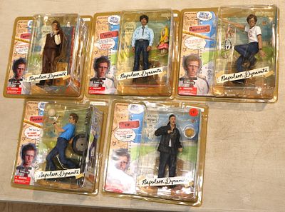 5 Vintage Napoleon Dynamite by McFarlane Toys action figures: Kip, 3 Napoleon, Padro new in boxes.