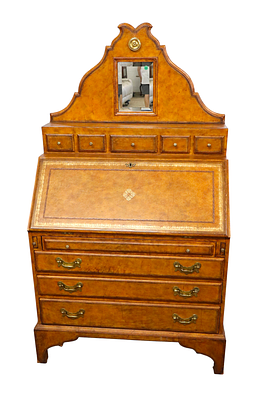 Maitland Smith Leather Wrap Secretary Desk. Maitland Smith tooled leather wrap secretary desk 