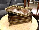 Maitland Smith leather bronze lidded chest. Maitland Smith Jewelry Keepsake lidded table top Image - 2