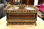 Maitland Smith leather bronze lidded chest. Maitland Smith Jewelry Keepsake lidded table top Image - 3
