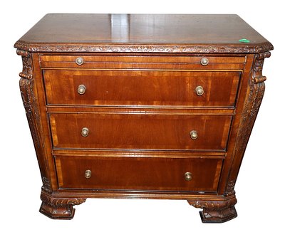 Maitland Smith petite 3 drawer banded chest with pull out tray, possibly salesman sample 