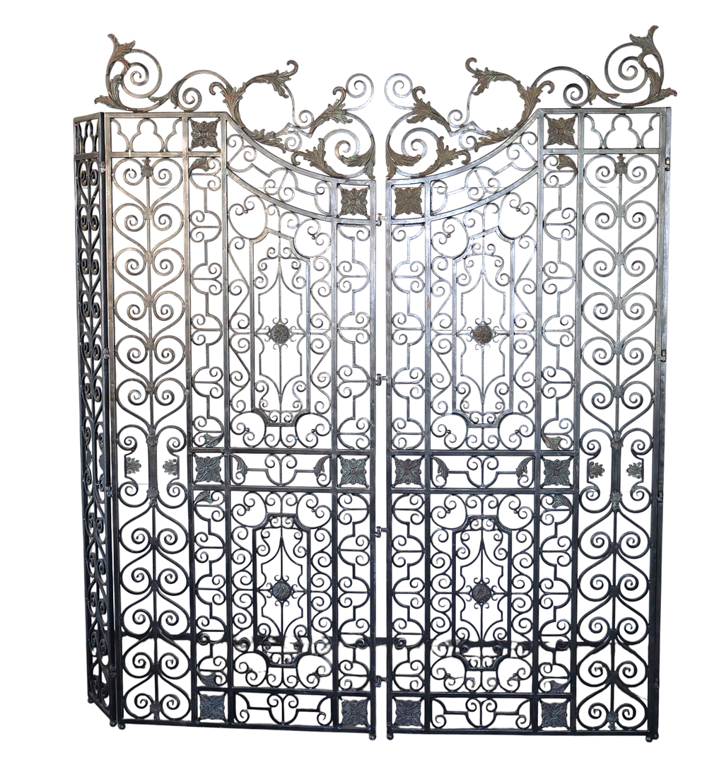 Elaborate Maitland Smith scroll iron room divider. Elaborate Maitland Smith scroll iron and 