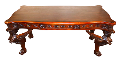 Impressive Maitland Smith wing lady executive desk. Impressive Maitland Smith highly carved wing 