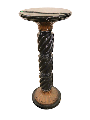 Maitland Smith marble and bronze pedestal, black marble with natural white veins and a glossy 