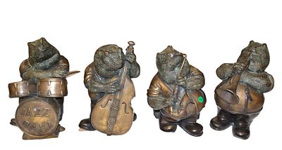 RARE 4 Maitland Smith bronze Jazz band frogs. RARE complete set of 4 Maitland Smith bronze 