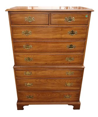 VA Galleries Henkel Harris high chest wild black cherry. Virginia Galleries Furniture by Henkel 