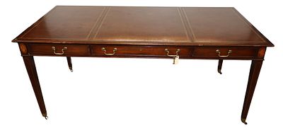 Vintage Kittinger 3 drawer leather top desk. Vintage Kittinger Furniture 3 drawer leather top 